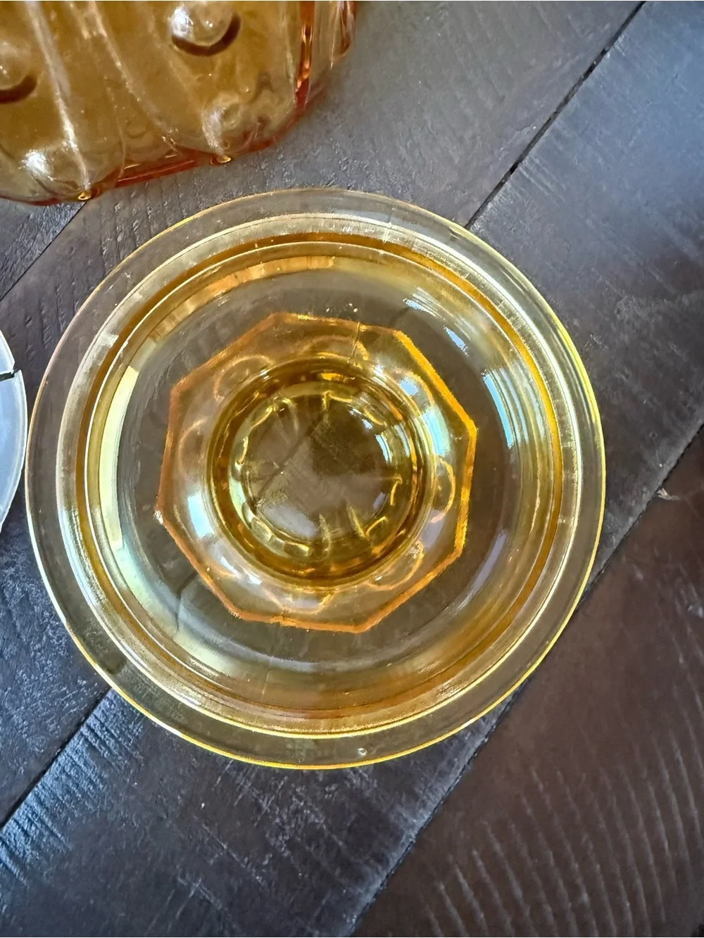 Vintage Amber Glass Jar, Amber Decorative Canister with Lid, cookie jar